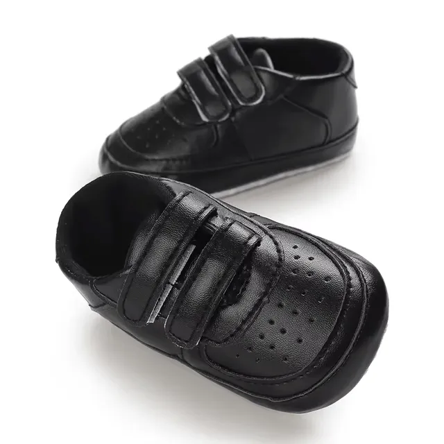 Boys Mid Top Strapped Leather Sneakers