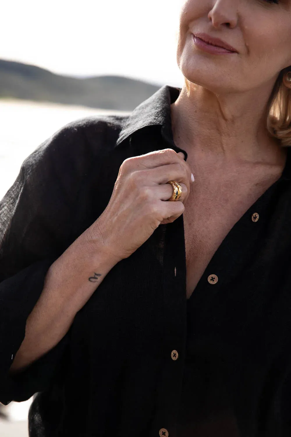Eadie Desert Linen Duster - Midnight