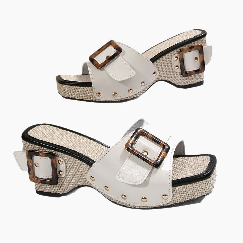  Limited time 49% off!Womens Wedge Slide Sandals with Studded Strap