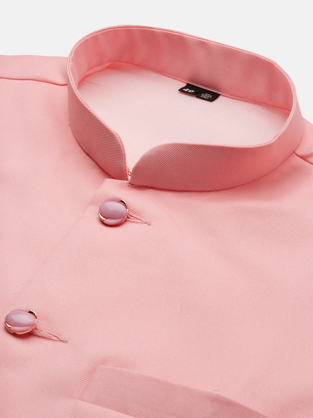Men Peach Solid Slim-Fit Nehru Jacket