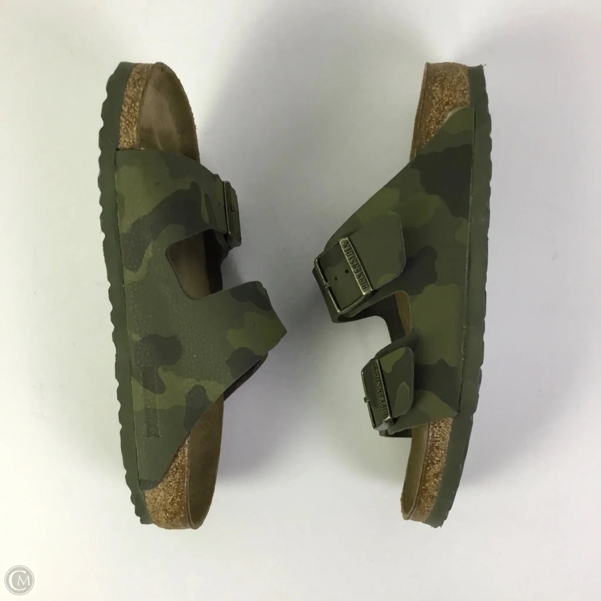Sandals Flats By Birkenstock In Camouflage Print, Size: 8