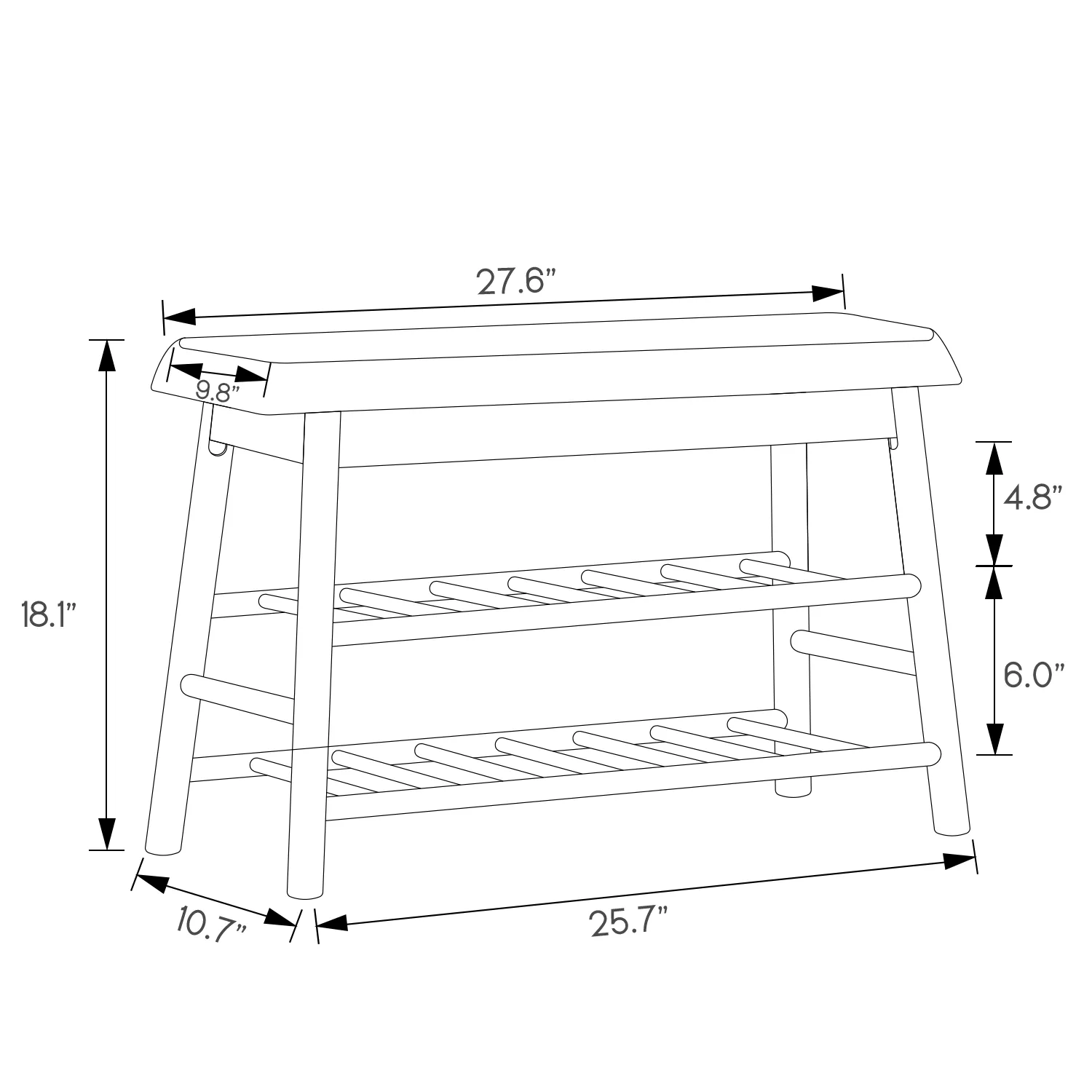 Shoe Rack Organizer Stool - Upholstered Changing Bench - Natural