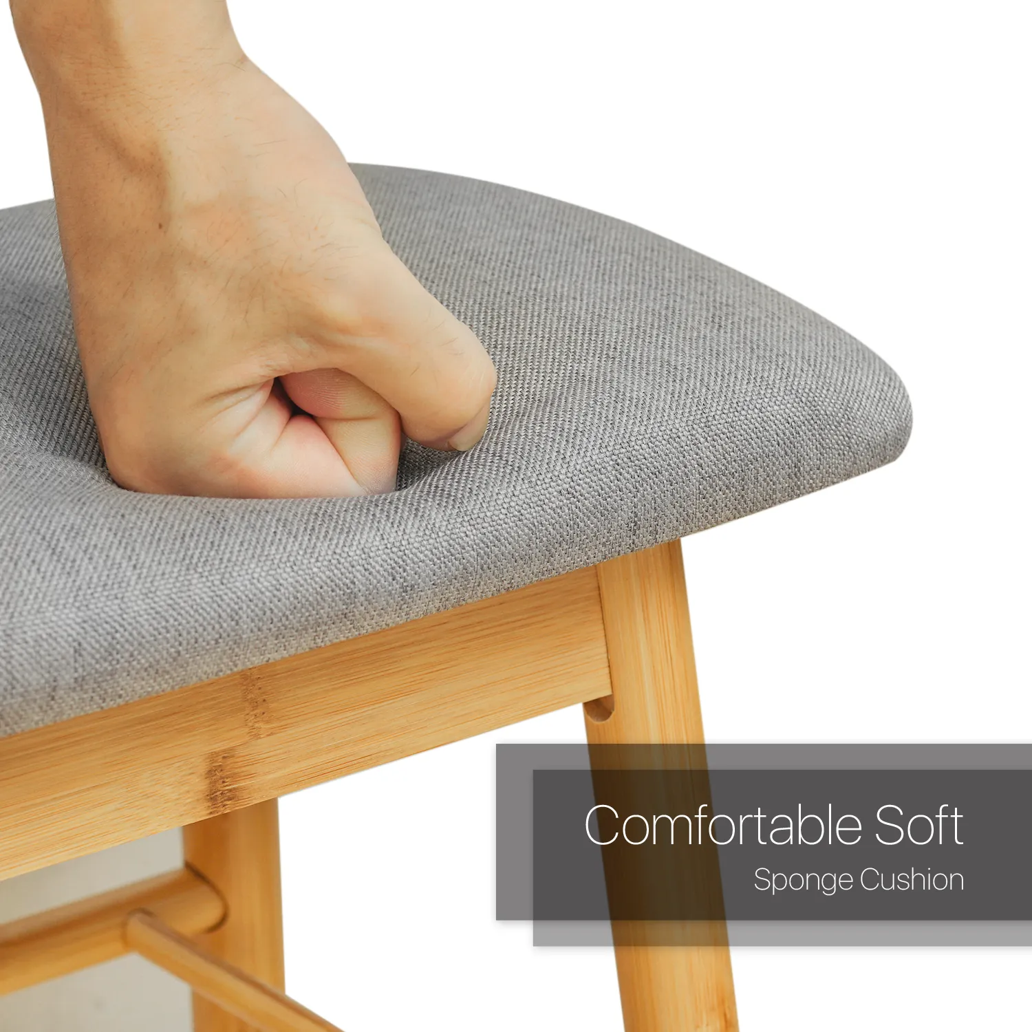 Shoe Rack Organizer Stool - Upholstered Changing Bench - Natural