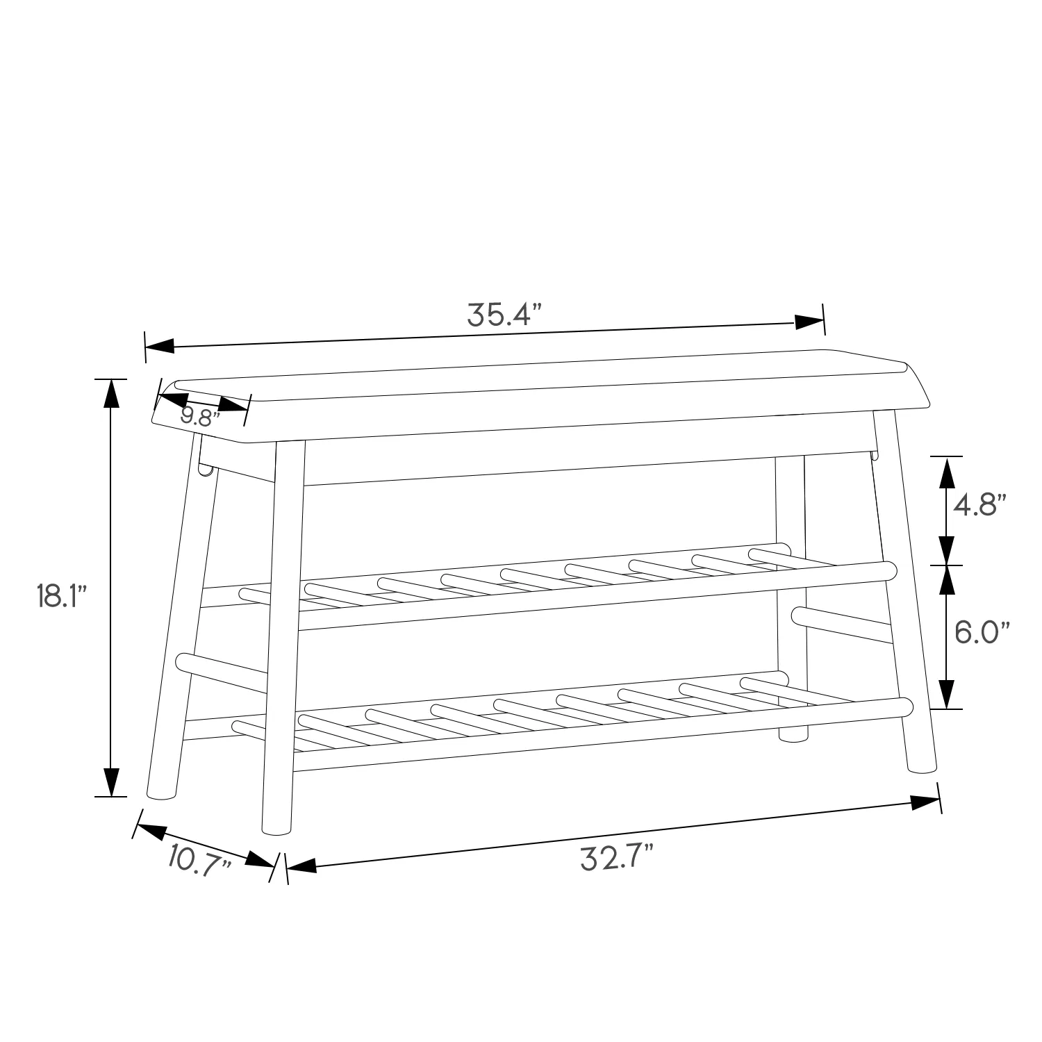 Shoe Rack Organizer Stool - Upholstered Changing Bench - Natural