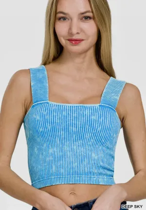 Sky Blue Ribbed Top w/Bra