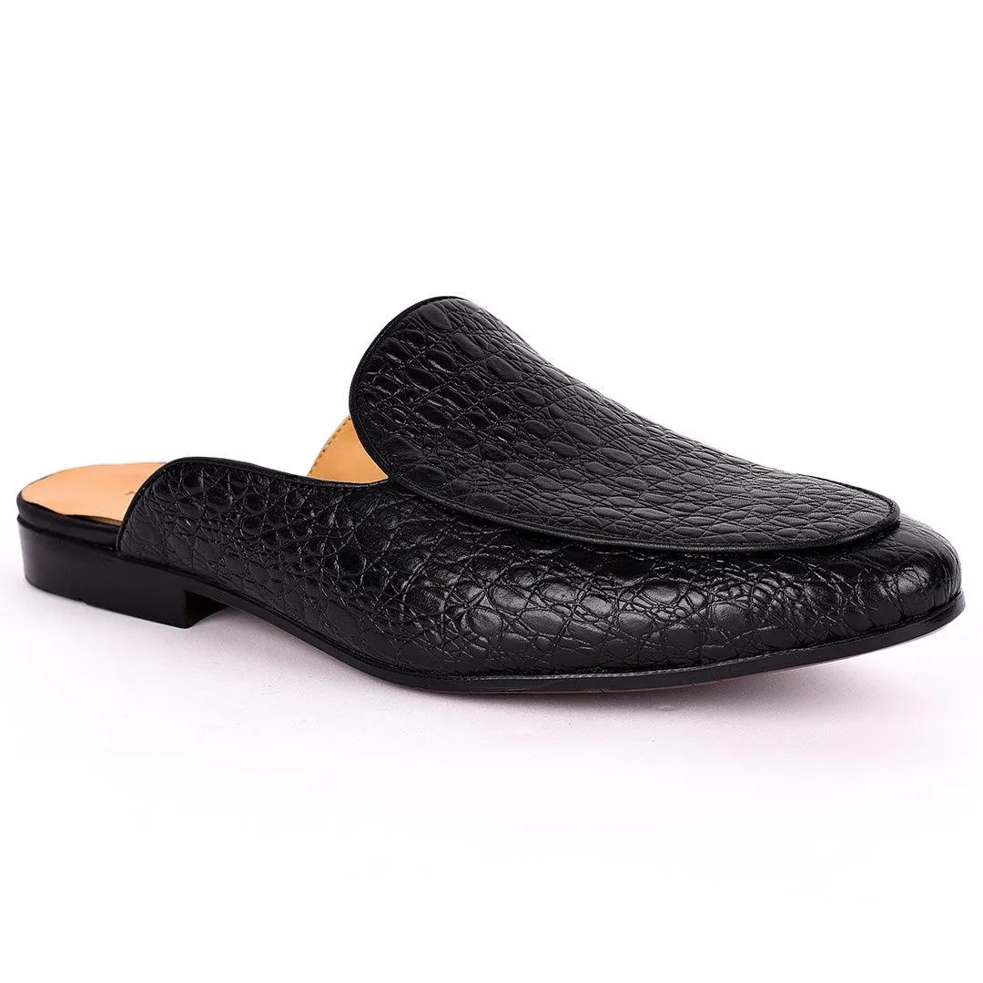 Terry Taylors  Full Crocodile Leather Designed  Half Shoe -Black