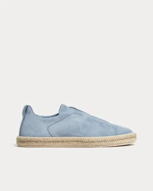 Triple Stitch Espadrilles Deerskin Utility Blue Slip On Sneakers