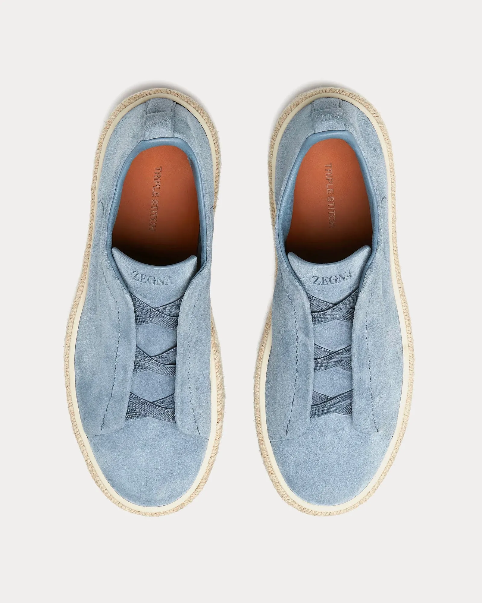 Triple Stitch Espadrilles Deerskin Utility Blue Slip On Sneakers
