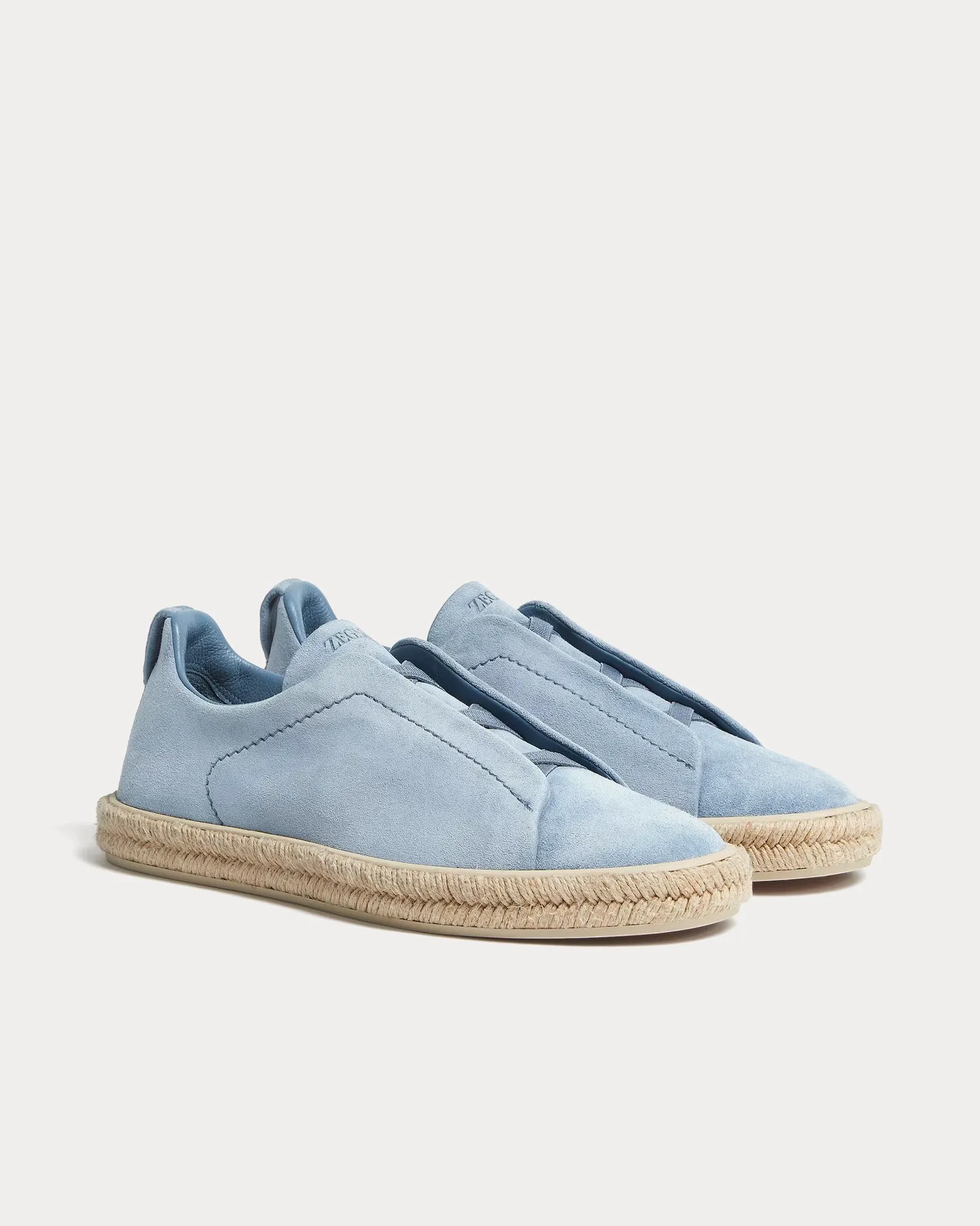 Triple Stitch Espadrilles Deerskin Utility Blue Slip On Sneakers