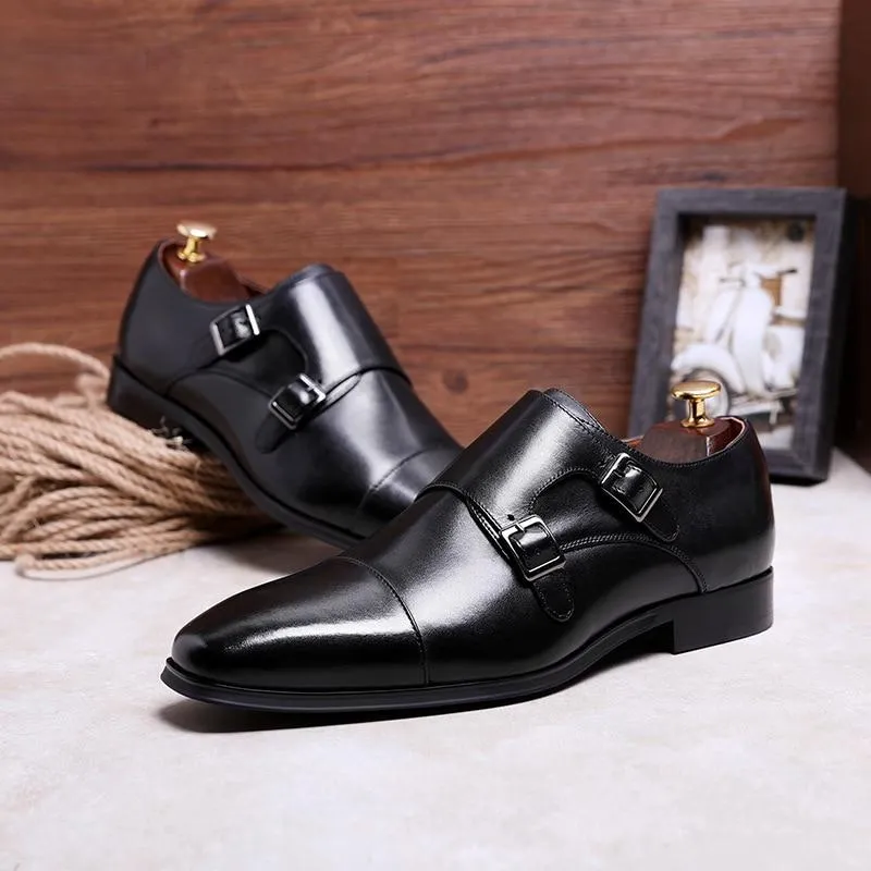 West Louis Luxury Genuine Leather Oxford Shoes With Double Buckle