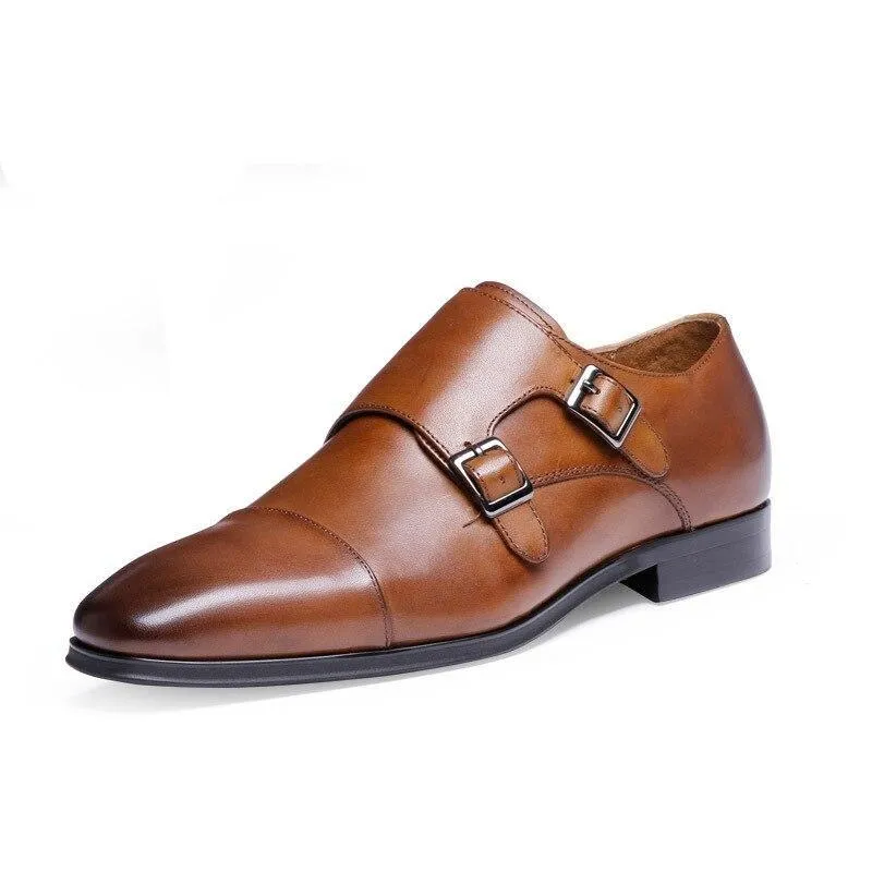 West Louis Luxury Genuine Leather Oxford Shoes With Double Buckle