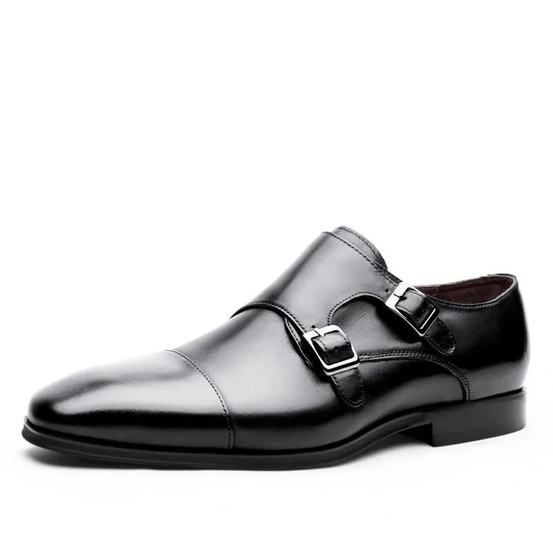West Louis Luxury Genuine Leather Oxford Shoes With Double Buckle