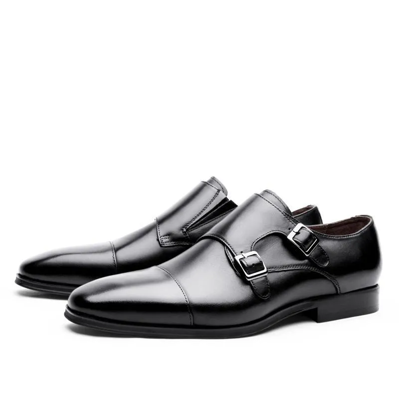 West Louis Luxury Genuine Leather Oxford Shoes With Double Buckle
