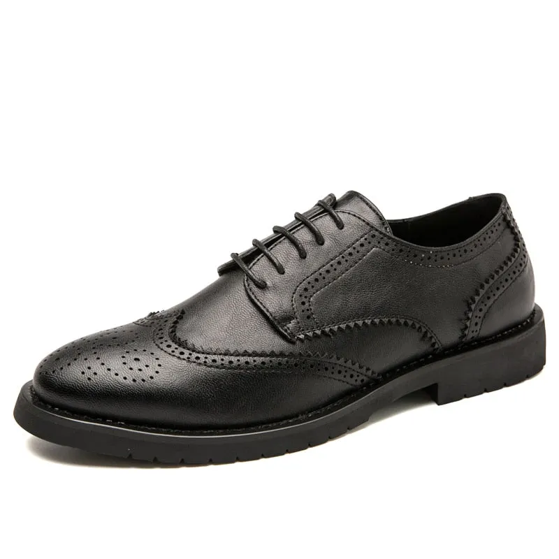 West Louis Men Brogue British Casual Leather Dress Shoes