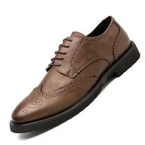 West Louis Men Brogue British Casual Leather Dress Shoes