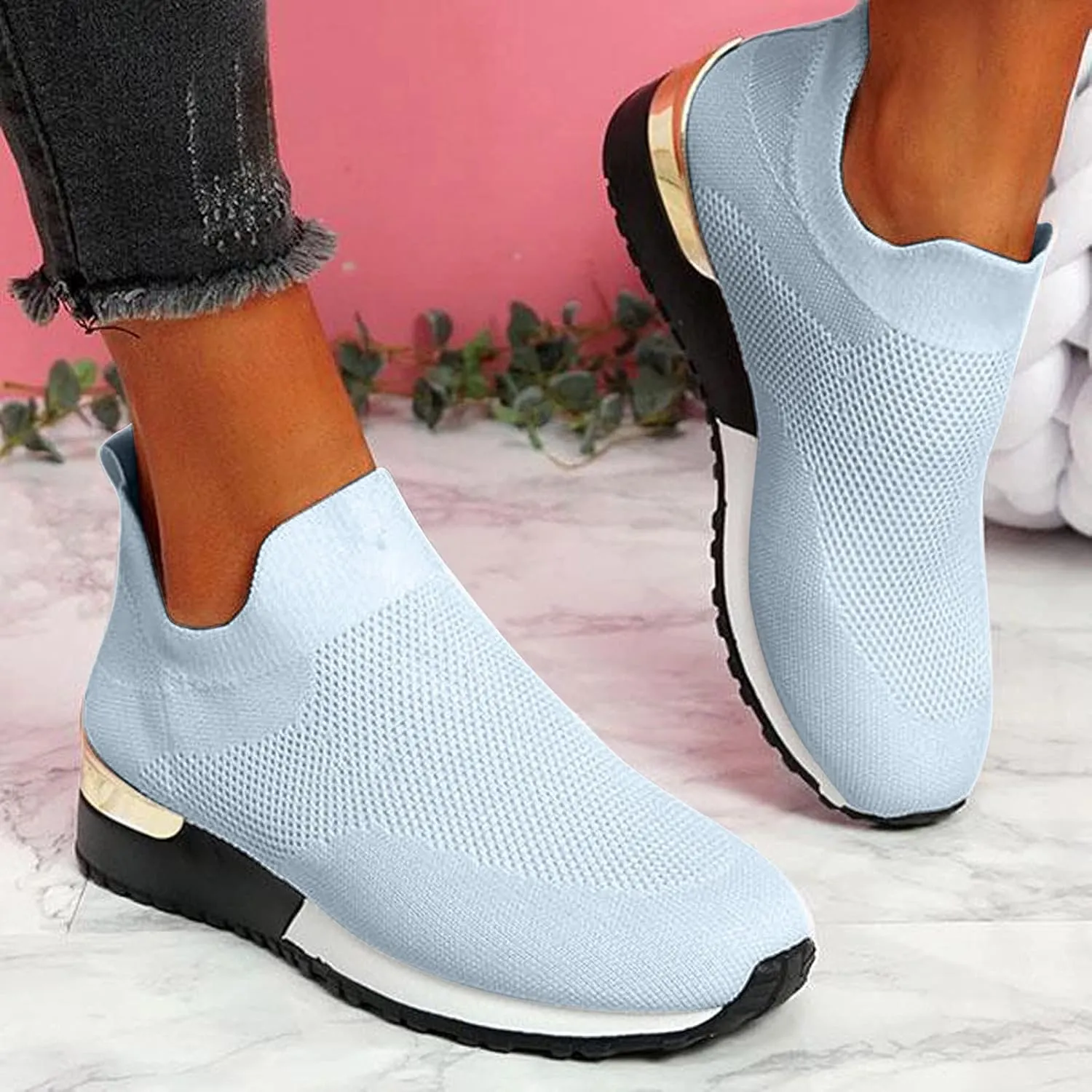 Womens Non Slip Work Shoes Slip On Water Resistant Tennis Shoes Men Mesh Ladies Casual Shoes High Top Sneakers Platform Tennis Shoe Loafers Shoe
