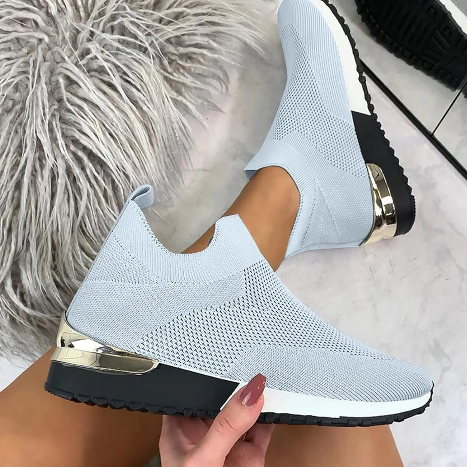 Womens Non Slip Work Shoes Slip On Water Resistant Tennis Shoes Men Mesh Ladies Casual Shoes High Top Sneakers Platform Tennis Shoe Loafers Shoe