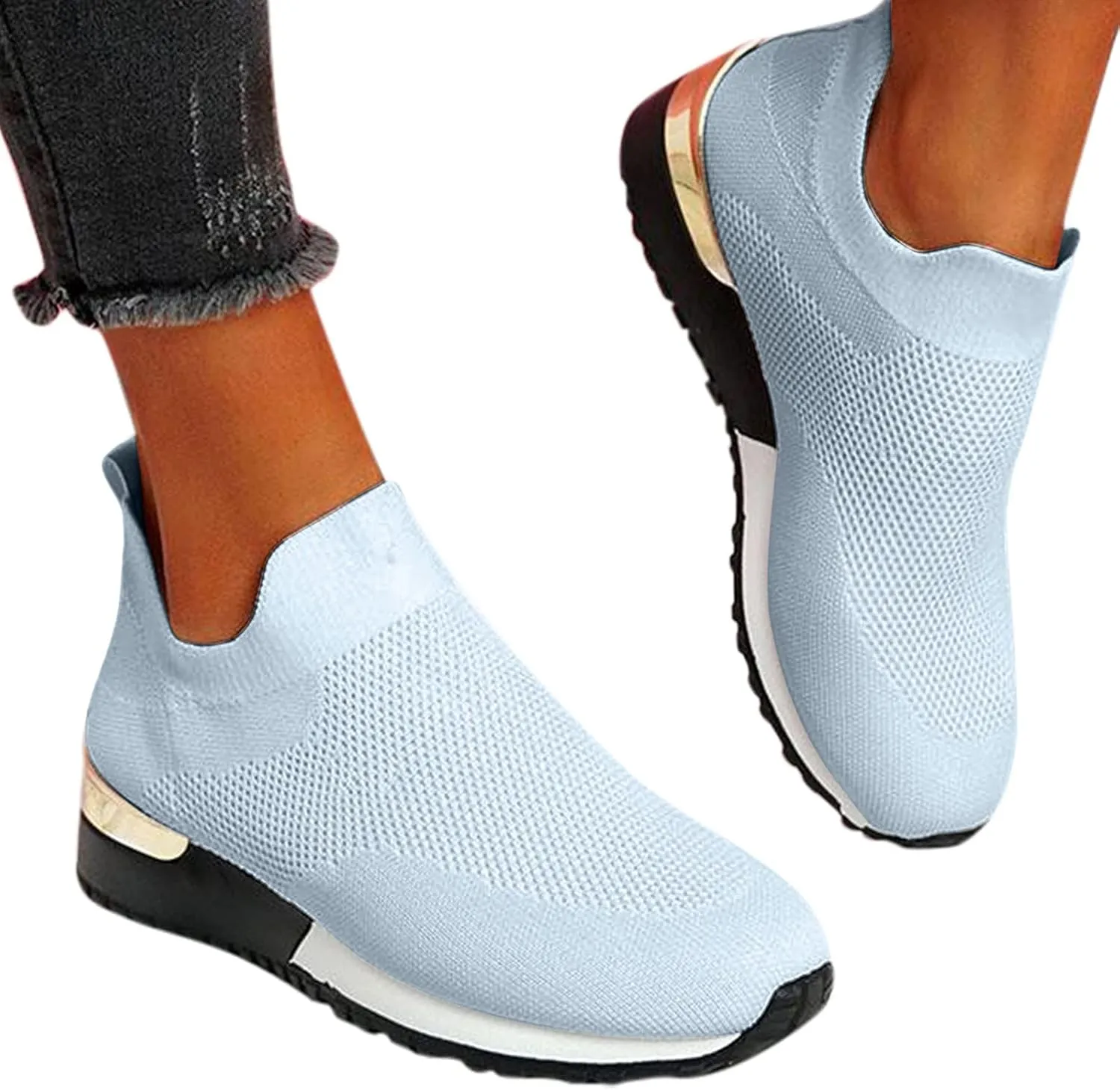 Womens Non Slip Work Shoes Slip On Water Resistant Tennis Shoes Men Mesh Ladies Casual Shoes High Top Sneakers Platform Tennis Shoe Loafers Shoe