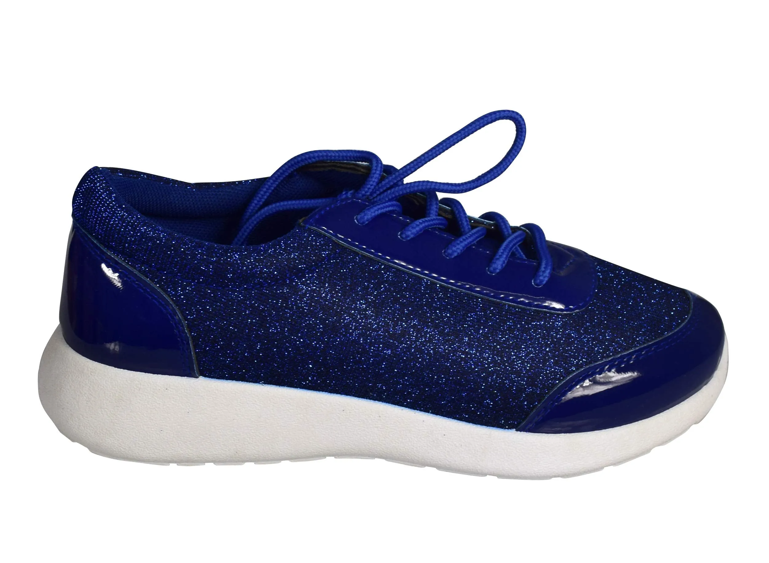 Womens Sparkling Glitter Lace Up Platform Elastic Sneakers