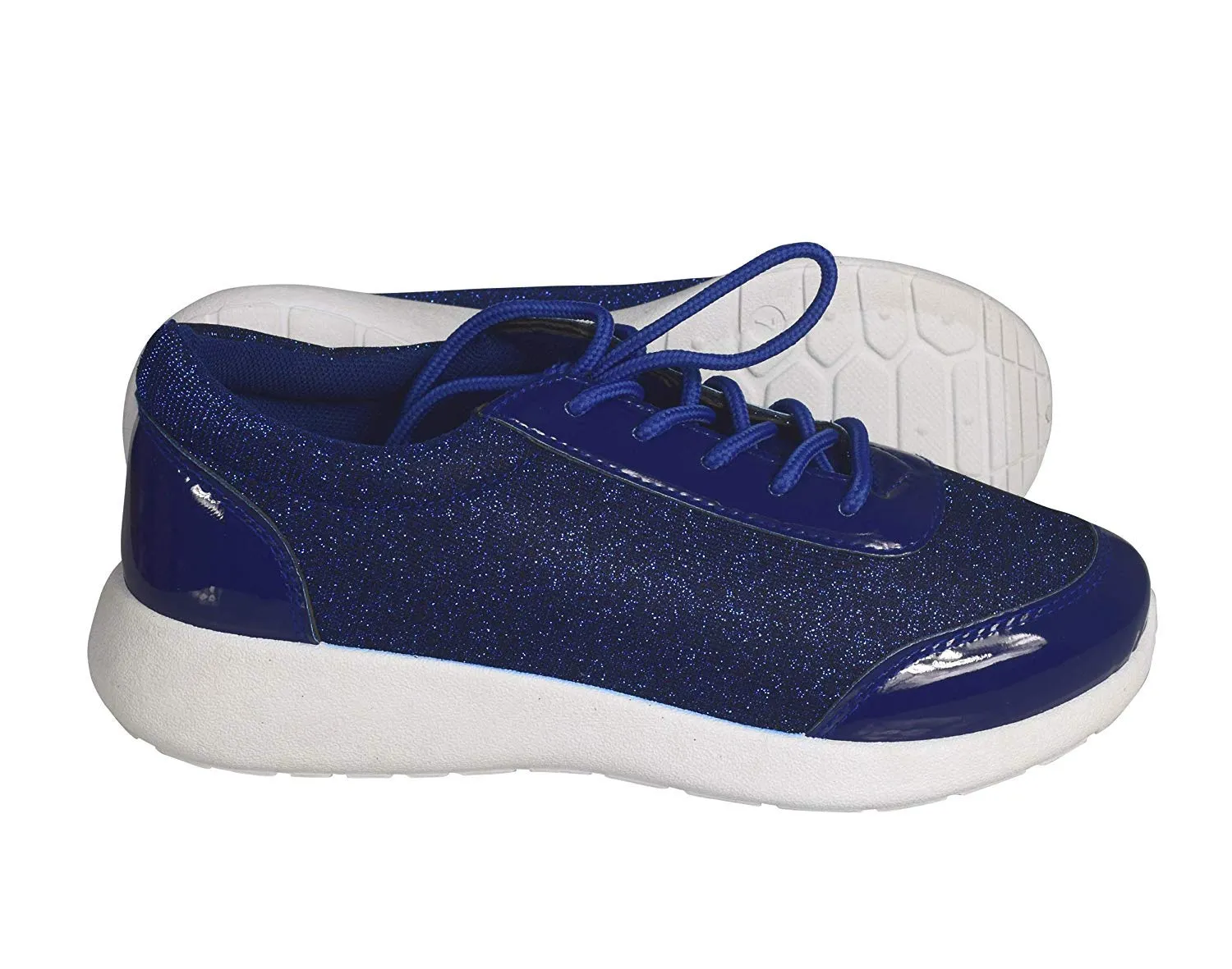 Womens Sparkling Glitter Lace Up Platform Elastic Sneakers