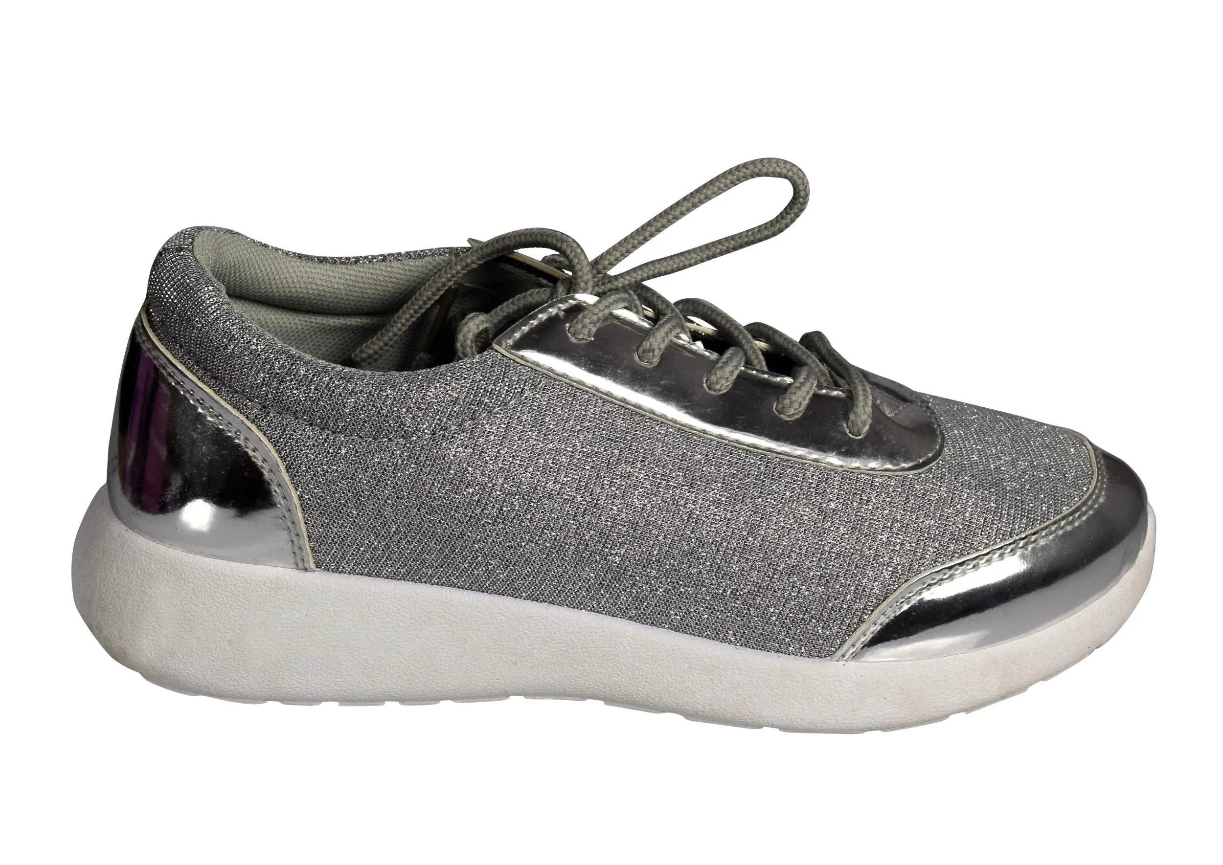 Womens Sparkling Glitter Lace Up Platform Elastic Sneakers