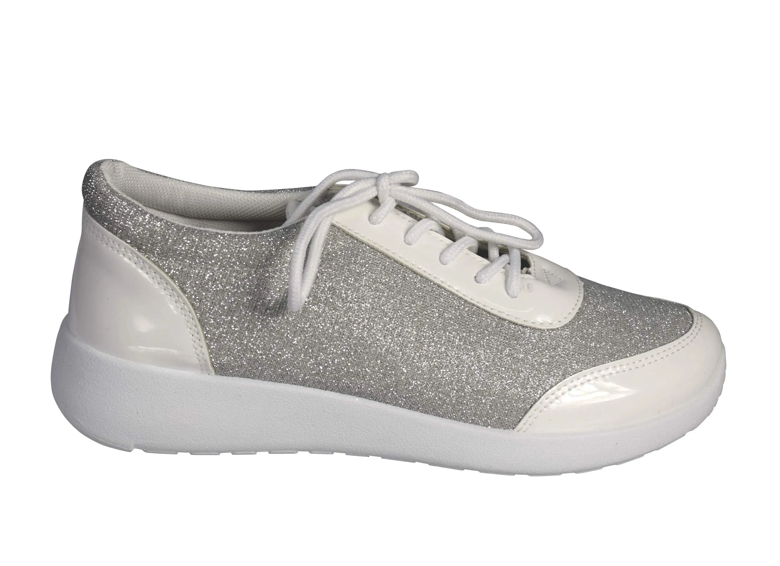 Womens Sparkling Glitter Lace Up Platform Elastic Sneakers