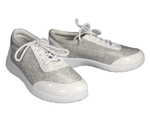 Womens Sparkling Glitter Lace Up Platform Elastic Sneakers