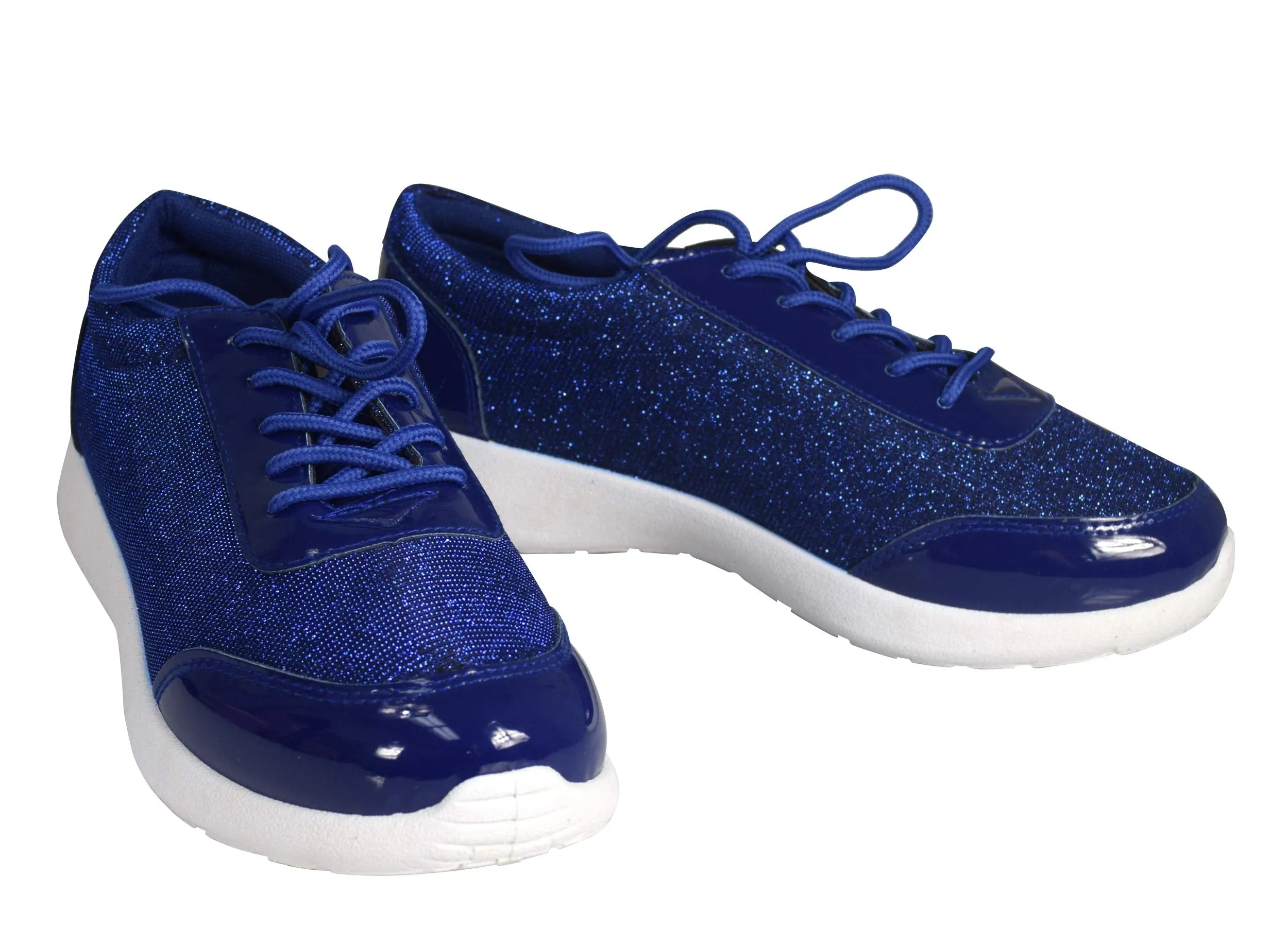 Womens Sparkling Glitter Lace Up Platform Elastic Sneakers