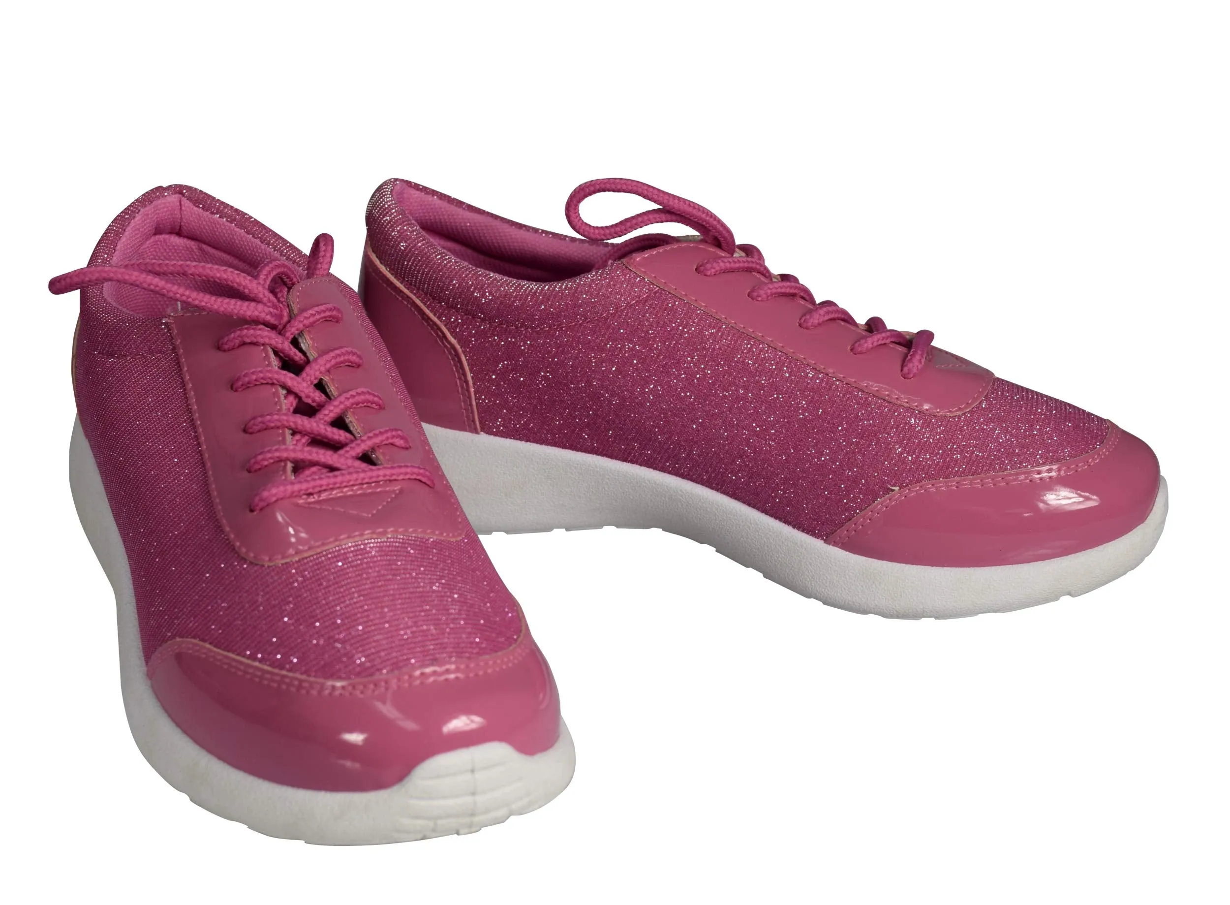Womens Sparkling Glitter Lace Up Platform Elastic Sneakers