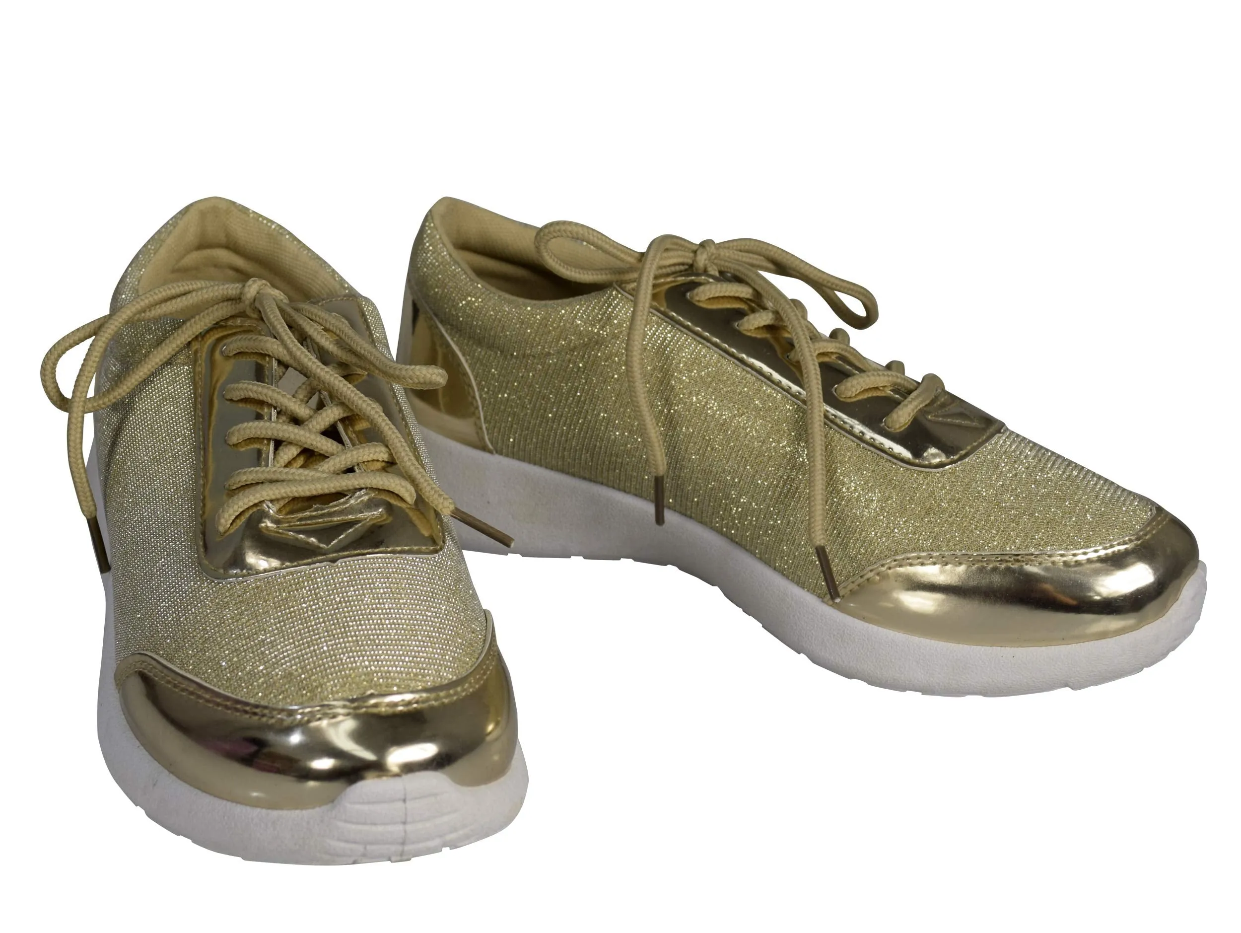 Womens Sparkling Glitter Lace Up Platform Elastic Sneakers